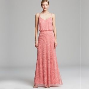 Adrianna Papell Hot Pink Beaded Blouson Dress 2P